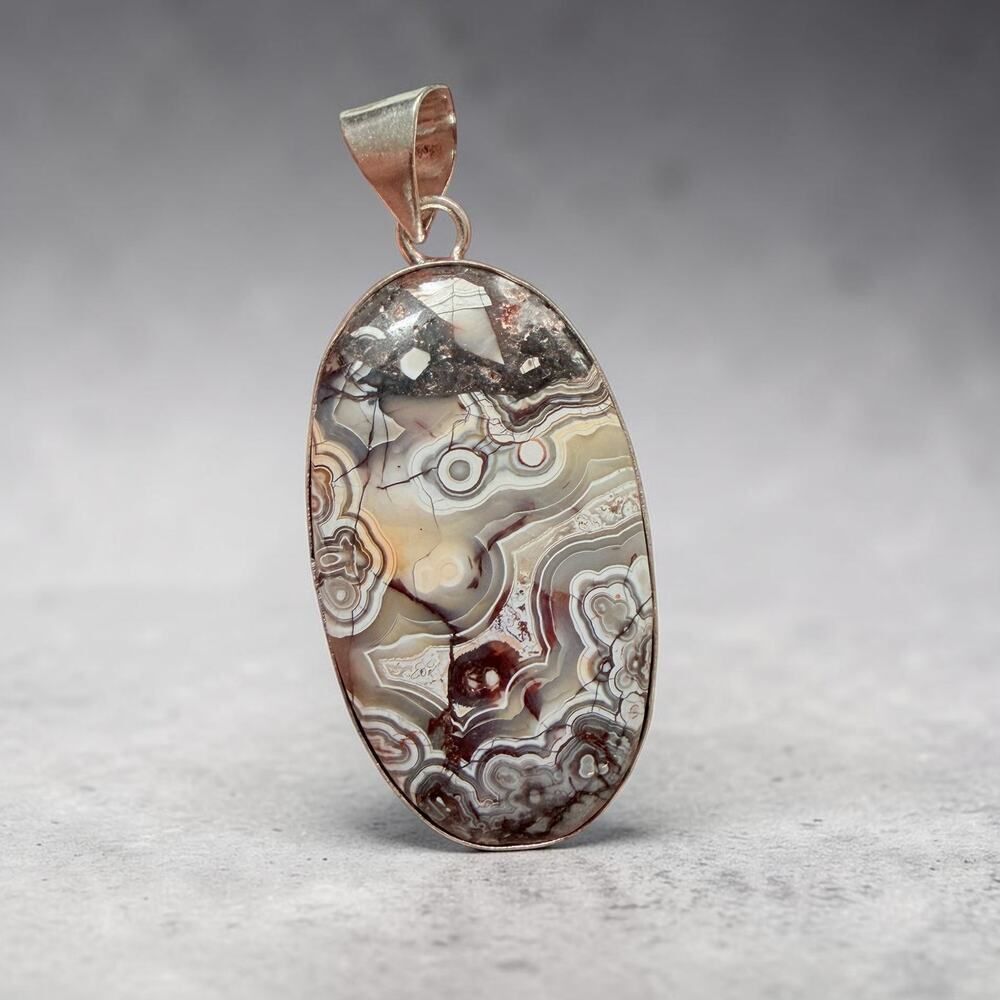 Laguna Lace Agate 925 Silver Plated Pendant